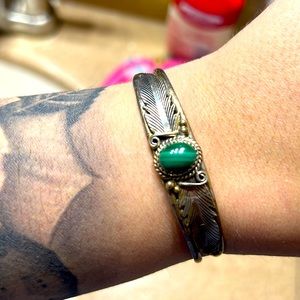 Haywood’s turquoise green jasper feather cuff